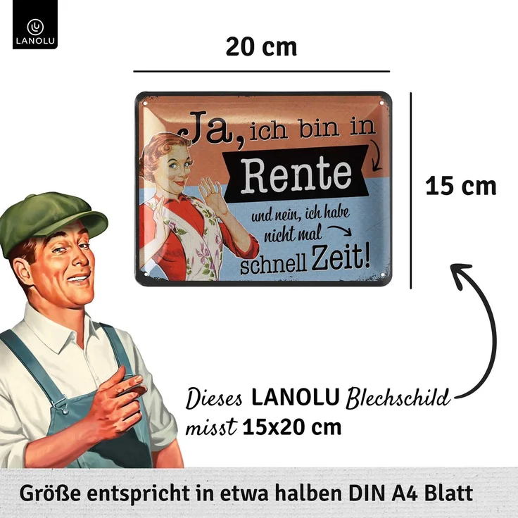LANOLU Blechschild Rente Frau - 15x20cm – Metall – Mehrfarbig – 15185 – Bild 4