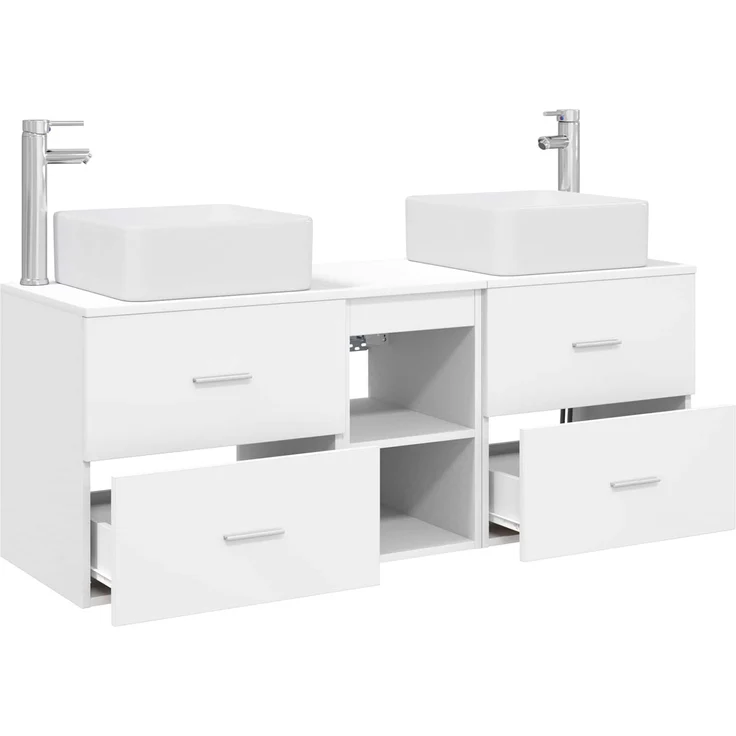 vidaXL Badezimmerschrank-Set 3 stk. Weiß 129 x 41 x 80 cm 3405819 – Bild 4