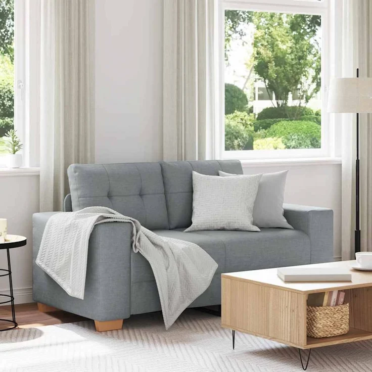 vidaXL Zweisitzer-Sofa Hellgrau 160x77x82 cm Stoff 4105068 – Bild 1