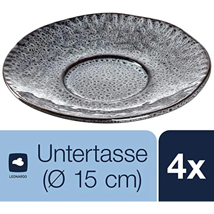 Leonardo MATERA Keramikunterteller 15 cm anthrazit für Becher und Tasse 4er Set – Bild 3