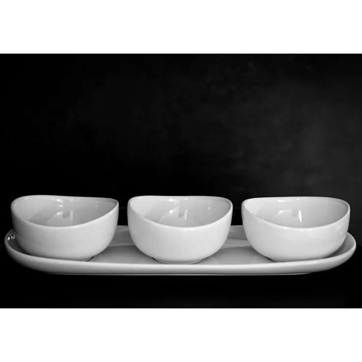 Mila Snackschalen-Set mit Servierteller aus hochwertigem Porzellan - 4-teilig – Bild 2
