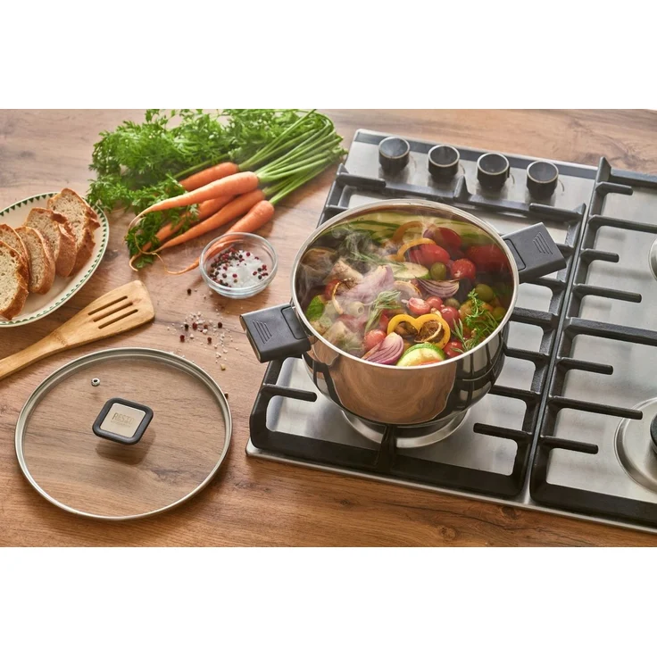 RESTO Kitchenware Kochtopf Anser, energiesparend und spülmaschinenfest, im Geschenkkarton, Edelstahl 18/10 (2-tlg), Geeignet für alle Herdarten, auch Induktion, mit klappbaren Griffen – Bild 3