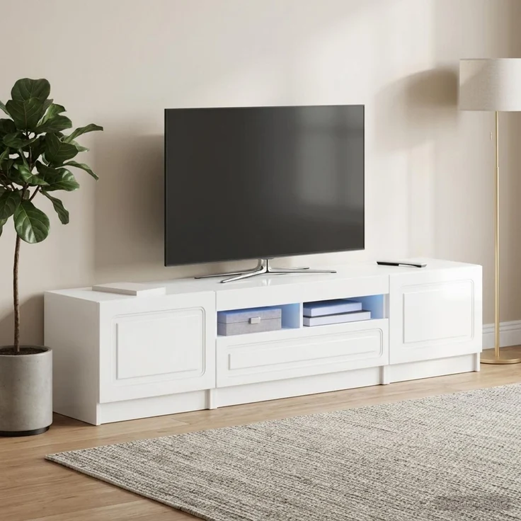 vidaXL LED-TV-Schrank UTRECHT 3 stk. Hochglanz Weiß Holzwerkstoff 3417006 – Bild 3