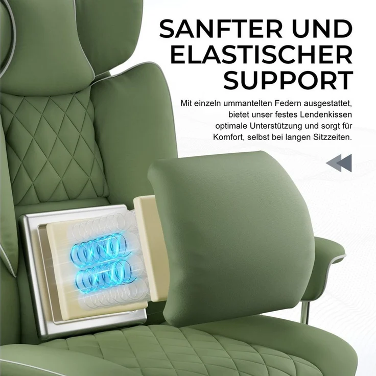 GTPLAYER Gaming-Stuhl Bürostuhl Gamer Stuhl gaming stuhl Schreibtischstuhl Chefsessel, mit Taschenfeder-Lendenwirbelstütze, breiter Büro-Computersessel – Bild 2