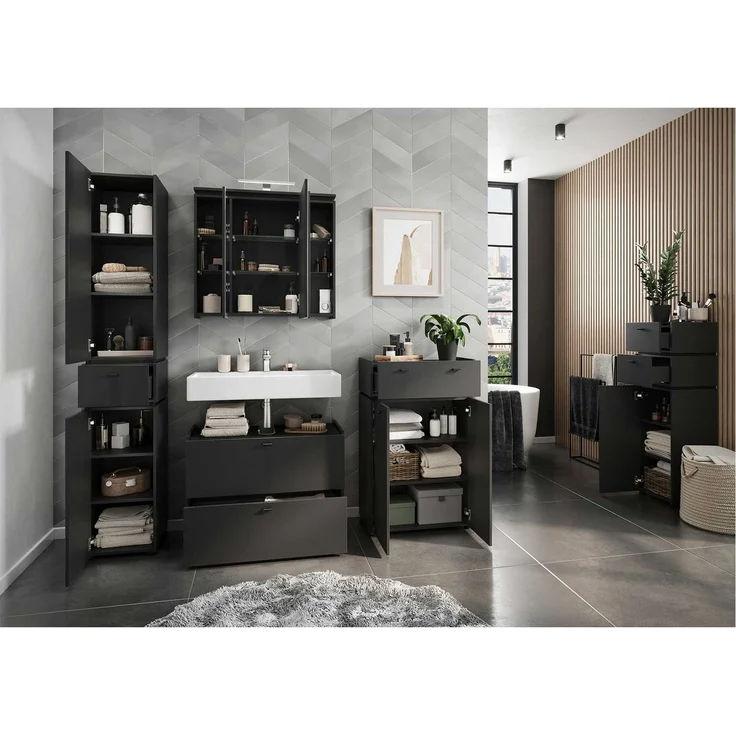 Kommode Moldau / Modesto, Holzwerkstoff, Schwarz, 60 x 96 x 34 cm – Bild 5