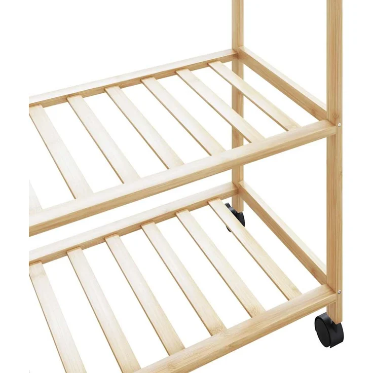 vidaXL Kleiderständer mit Ablagen und Rollen 110x40x180 cm Bambus 4008923 – Bild 7