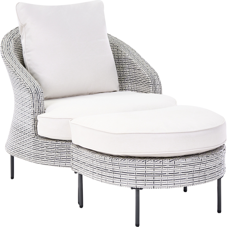 Gartensessel mit Ottomane ARCILLE Polyrattan Grau – Bild 4