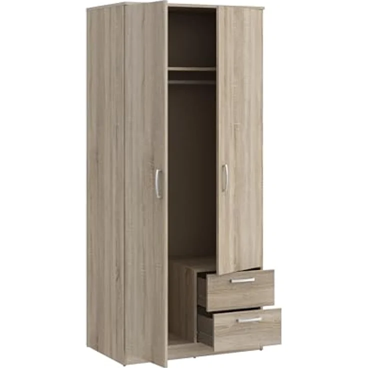 FORTE Niko Kleiderschrank mit 2 Türen und 2 Schubladen, Holzwerkstoff, Sonoma Eiche , 82 x 185 x 52,7 cm – Bild 5