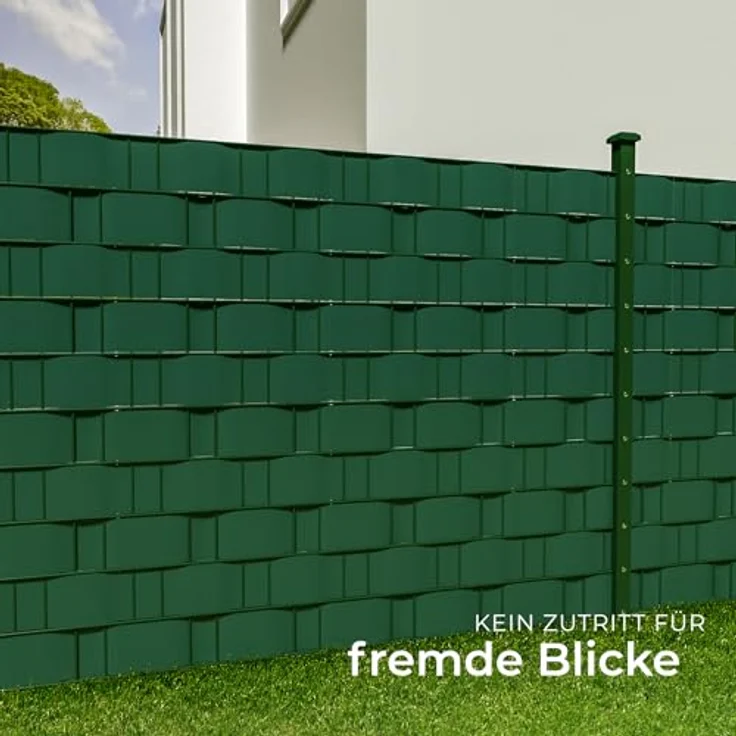 tectake® Sichtschutzfolie, Sichtschutzstreifen mit Befestigungsclips, Windschutz, Sonnenschutz, Sichtschutzmatte für Balkon, Garten, Terrasse, für Stabmattenzaun und Zaunelemente - 70 m, grün – Bild 8