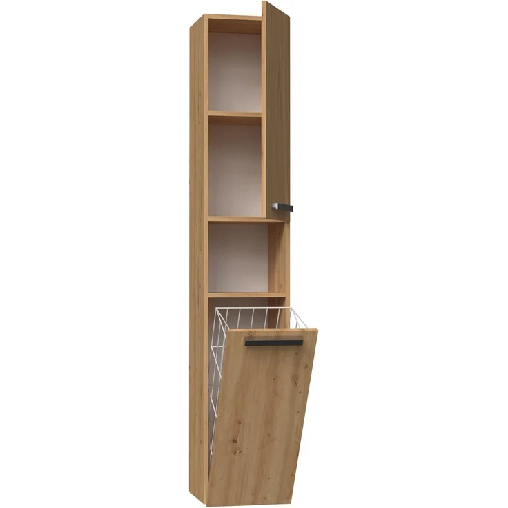 ibonto Hochschrank Badezimmerschrank mit Korb & flexibler Türöffnung - Platzsparend – Bild 7