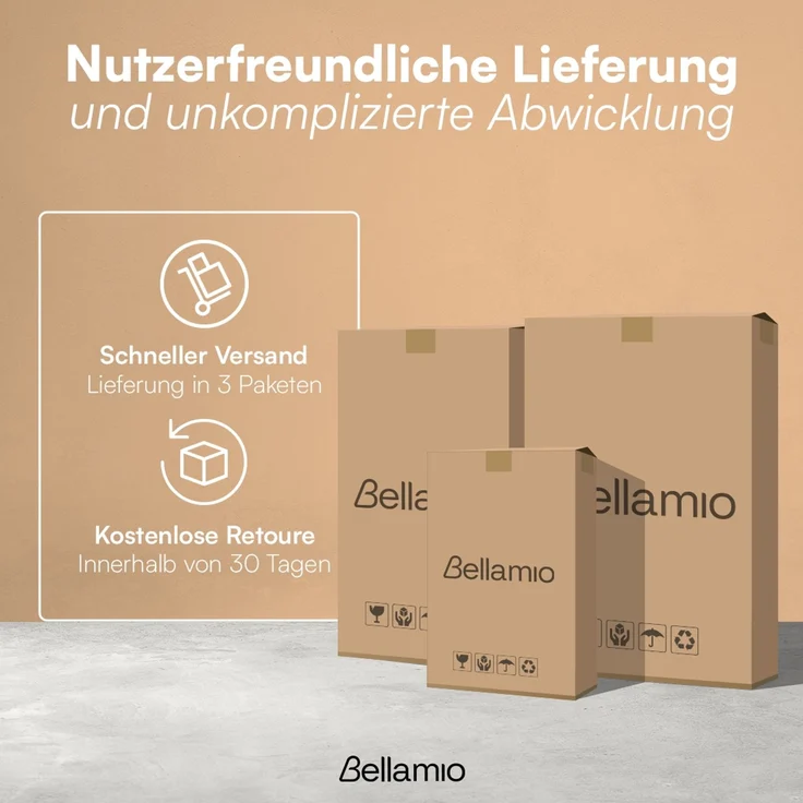 Bellamio 'Livny' Schminktisch mit Spiegel, LED-Beleuchtung, mit 5 Schubladen, beidseitig montierbar, weiß Hochglanz, 80x53x110 cm, LED-Beleuchtung mit mit 3 einstellbaren Lichtfarben – Bild 10