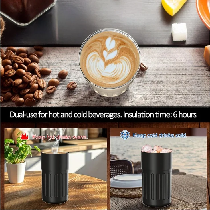 EXTSUD Thermobecher 410ml 316 Edelstahl Kaffeebecher, Digitalanzeige Thermobecher, 316-Edelstahl und Keramik, Travel Coffee Mug, Isolierter auslaufsicher Termokaffeebecher – Bild 3