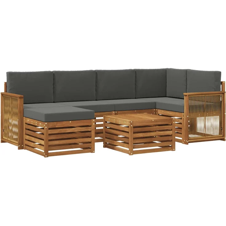 vidaXL Outdoor-Sofagarnitur 7 stk. 5-Sitzer Natur und Anthrazit 3384598 – Bild 2