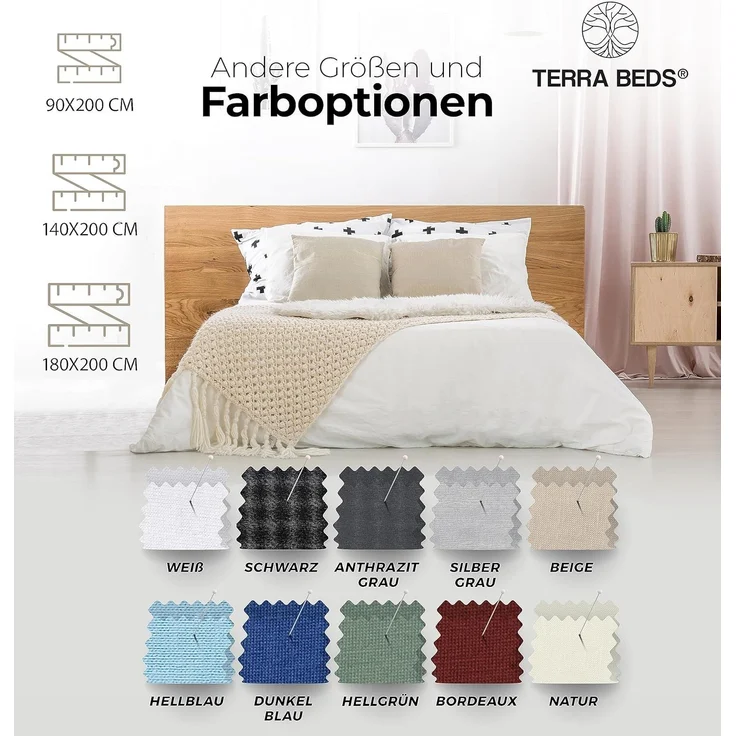 Terra Beds Premium Topper Spannbettlaken 140x200 cm - 160x200 cm 160g/m2-100% Hochwertiges Oeko-TEX Baumwoll Jersey Spannbetttuch für boxspringbett Topper – Erhältlich in 10 Farben – Bild 7
