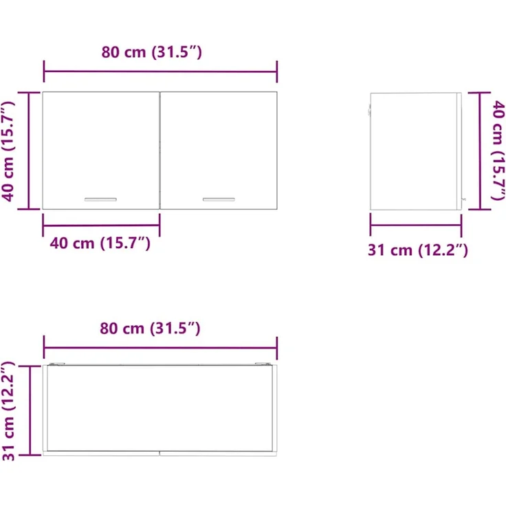vidaXL Hängeschrank Sonoma-Eiche 80 x 31 x 40 cm Holzwerkstoff 884180 – Bild 12
