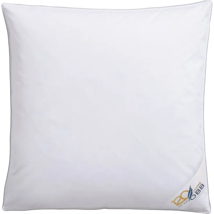 OBB Federkopfkissen Edition 120 Jahre, Kissen ist allergikerfreundlich, Made in Germany, Füllung: 90%Federn, 10 % Daunen, Bezug: 100% Baumwolle, Bauchschläfer, Rückenschläfer, Seitenschläfer, Kopfkissen in 40x80 cm, 80x80 cm, flauschig, Made in Germany