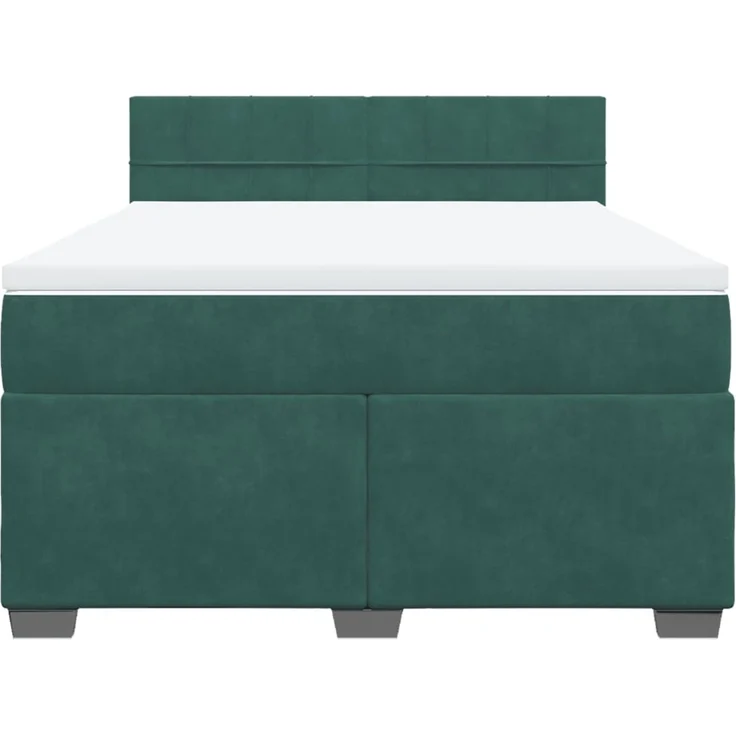 vidaXL Boxspringbett mit Matratze Dunkelgrün 140x200 cm Samt 3286333 – Bild 4