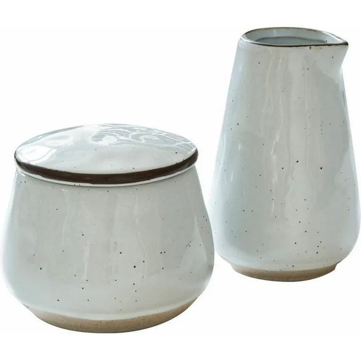 Mirabeau Geschirr-Set Zuckerdose und Milchkännchen Biarré weiß, Steinzeug, stilvolles Interieur, Handgetöpferter Charme, Mediterrane Anmutung