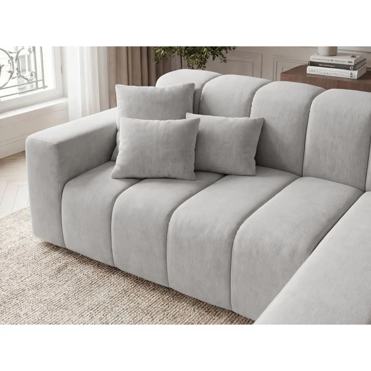 GRAINGOLD Ecksofa L-Form Nork, Wohnzimmer Ecksofa, Couch L-Form, Velour-Stoff, Schwarz, Rechts – Bild 5