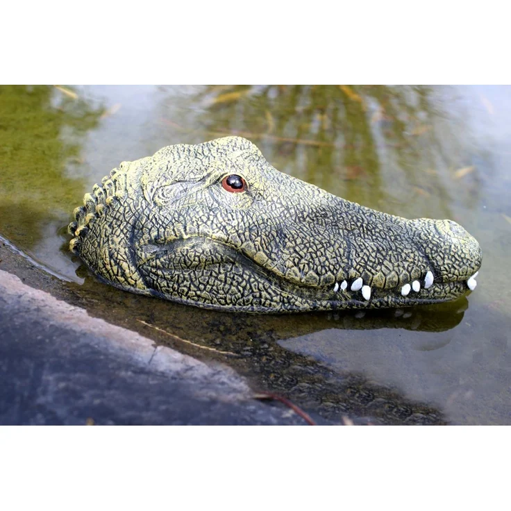 LB H&F Lilienburg Teichfigur LB H&F Teichfigur Krokodil Kopf Schwimmtier Alligator, (Tierfigur Gartenteich Miniteich grün Teichdeko Krokodilkopf Pool Teich Gartendeko Teichtier Vogelschreck Vogelschutz Katzenabwehr Gartenteich Vogelabwehr, Reiherschutz... – Bild 2