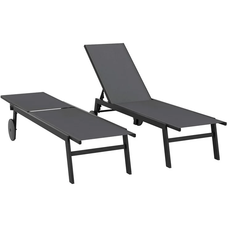 COSTWAY Gartenliege, 2 St, Liegestuhl mit Rollen, 6-stufig verstellbar – Bild 5