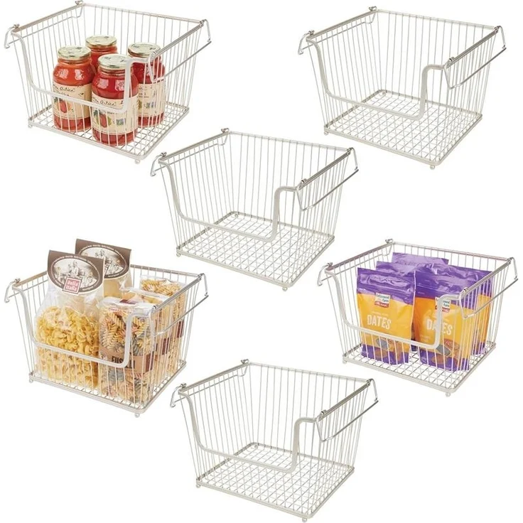 mDesign Ablagebox Gitterbox Drahtkorb Aufbewahrung 6er Set Metall Mattsilber – Bild 9