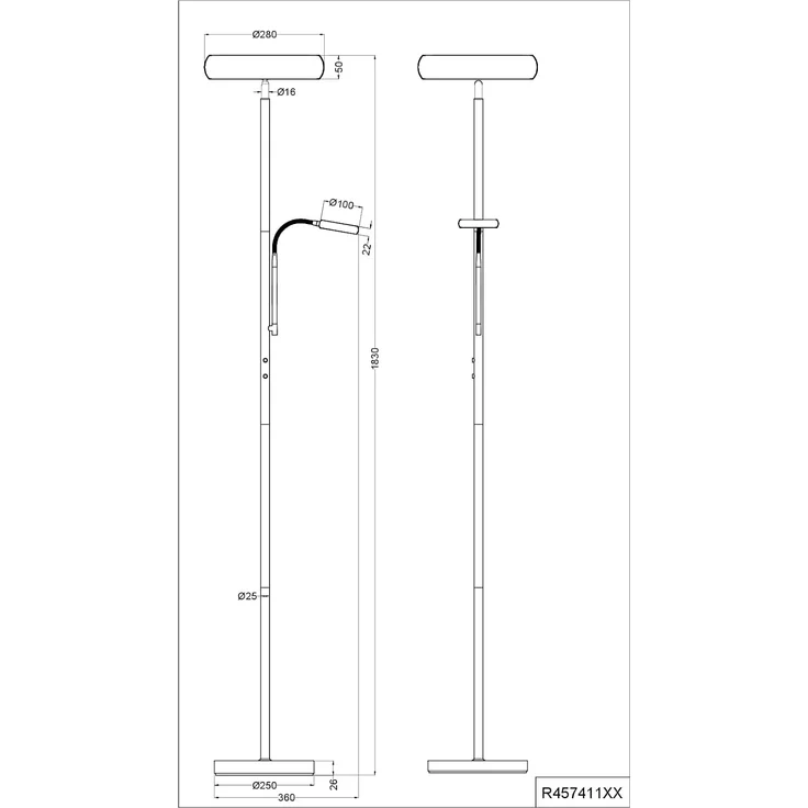 LED Deckenfluter PALERMO Höhe 183cm mit Leselampe und Fernbedienung, Schwarz – Bild 15