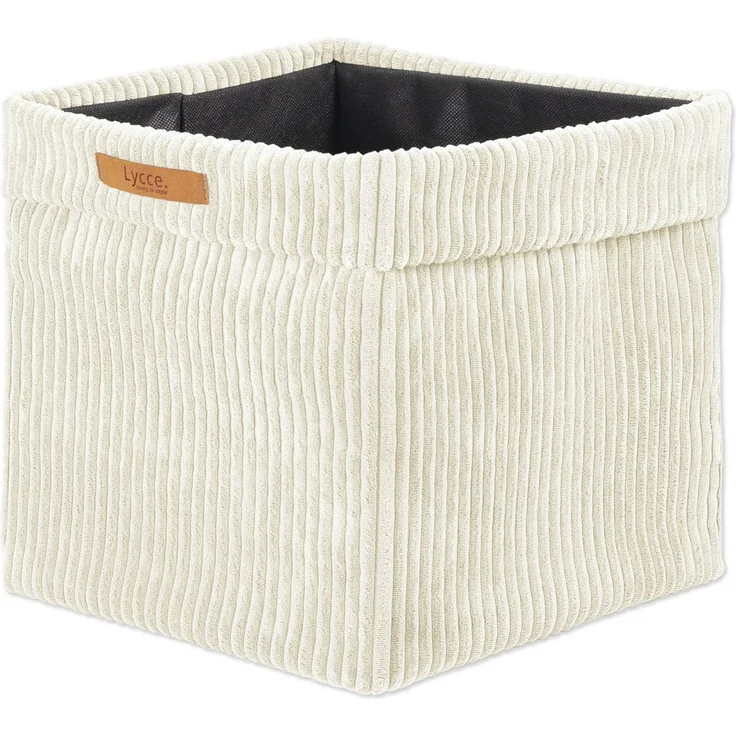 Lycce faltbare Aufbewahrungsbox - Cord, passend für Kallax Regal, abnehmbarer Bezug, robust, formstabil Vanille 31x33x33cm – Bild 1
