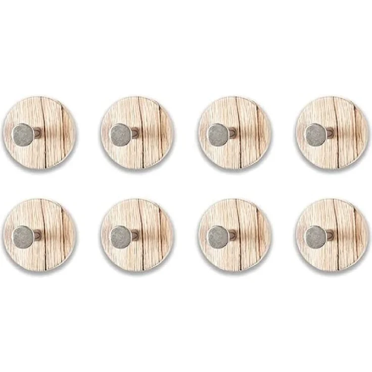 HAKU Möbel Garderobenknopf 8er Set Chrom, Eiche San Remo, MDF, Metall - Maße: T 5 cm x Ø 7 cm, Style: Modern – Bild 1