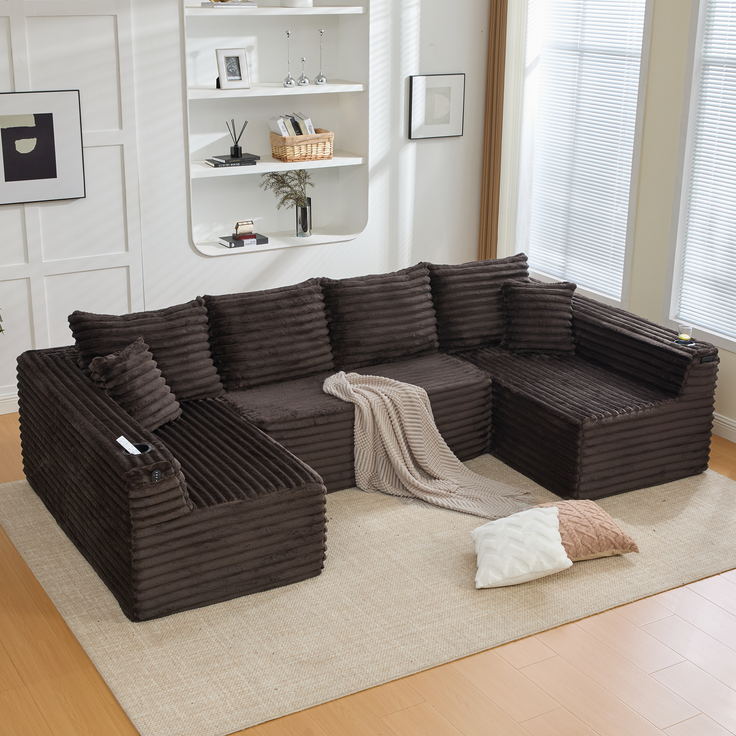 ZUBALIYA Wohnlandschaft 155x88 cm, mit Samtbezug, mit Cordbezug, mit breiten Armlehnen, mit Schaumstoffpolsterung – Bild 4