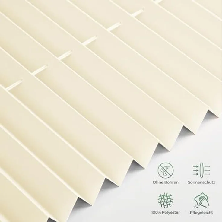 Plisseerollo ohne Bohren Klemmfix 110x130 cm(BxH) Beige Jalousie Sonnenschutz Easyfix Faltrollo Lichtdurchlässig Rollo für Fenster & Tür – Bild 3