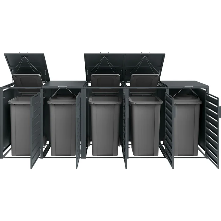 STEELSØN 'Kestra' Mülltonnenbox 5er je 240 Liter, anthrazit, Mülltonnenverkleidung aus Stahl, wetterfest, 116x80x337 cm, Müllbox für 5 Tonnen – Bild 7