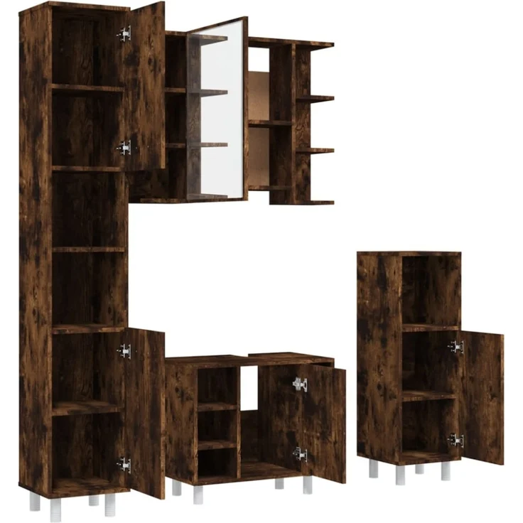 vidaXL 4-tlg. Badmöbel-Set Räuchereiche Holzwerkstoff 3187612 – Bild 11