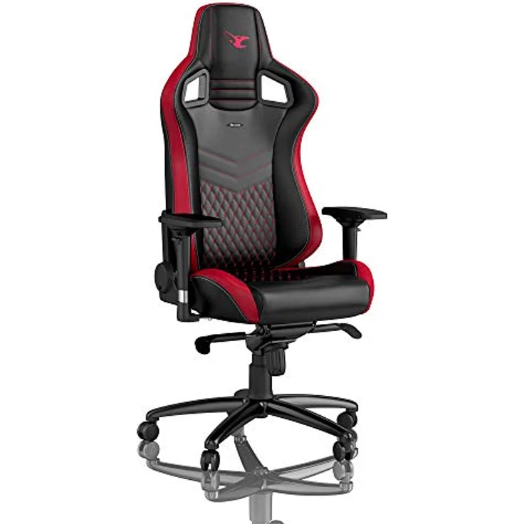 noblechairs EPIC Gaming Stuhl mousesports Edition, Komplettpolsterung aus veganem PU-Kunstleder, schwarz/rot, 60-mm-Rollen, 4D-Armlehnen – Bild 1