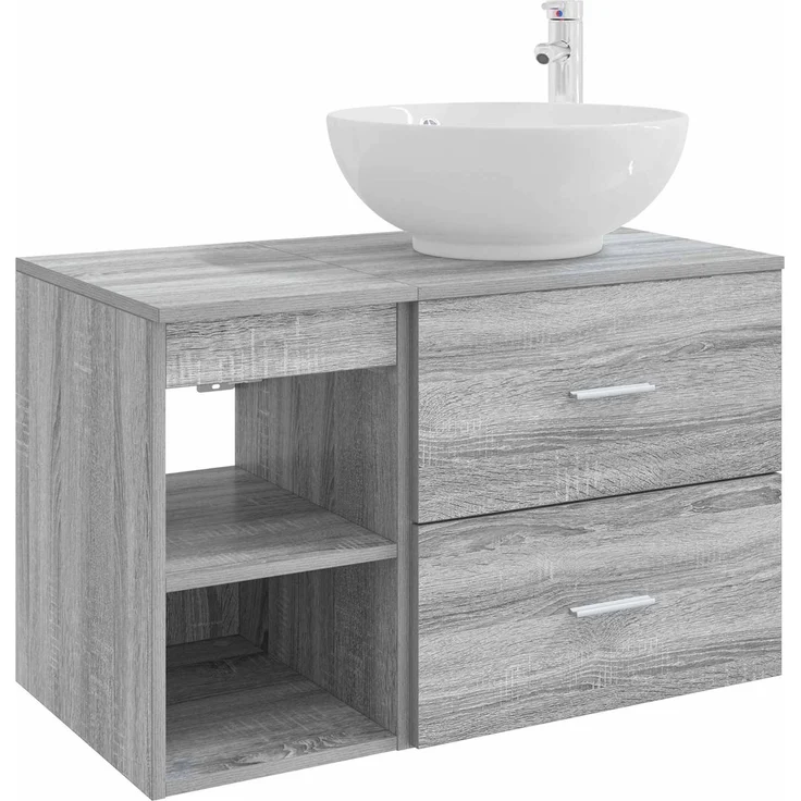 vidaXL Badezimmerschrank-Set 2 stk. Grau Sonoma 79,5 x 44,5 x 80 cm 3403917 – Bild 2