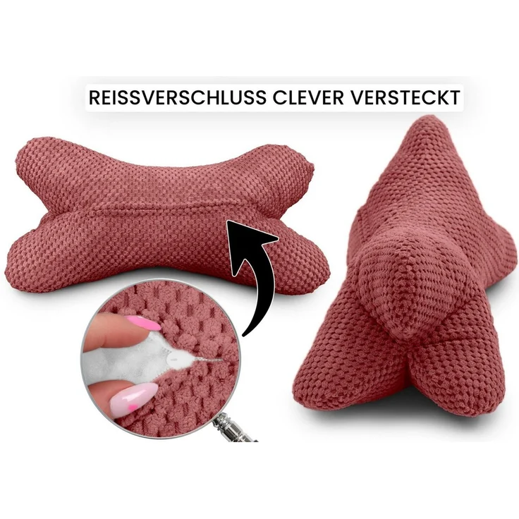Amilian Nackenkissen - Knochenkissen - Leseknochen ca. 44x22 cm - Lesekissen, Leseknochen für Erwachsene, Buch- und Tabletstütze - Nackenrolle, Bücherknochen - Lesekissen für Bett und Sofa – Bild 2