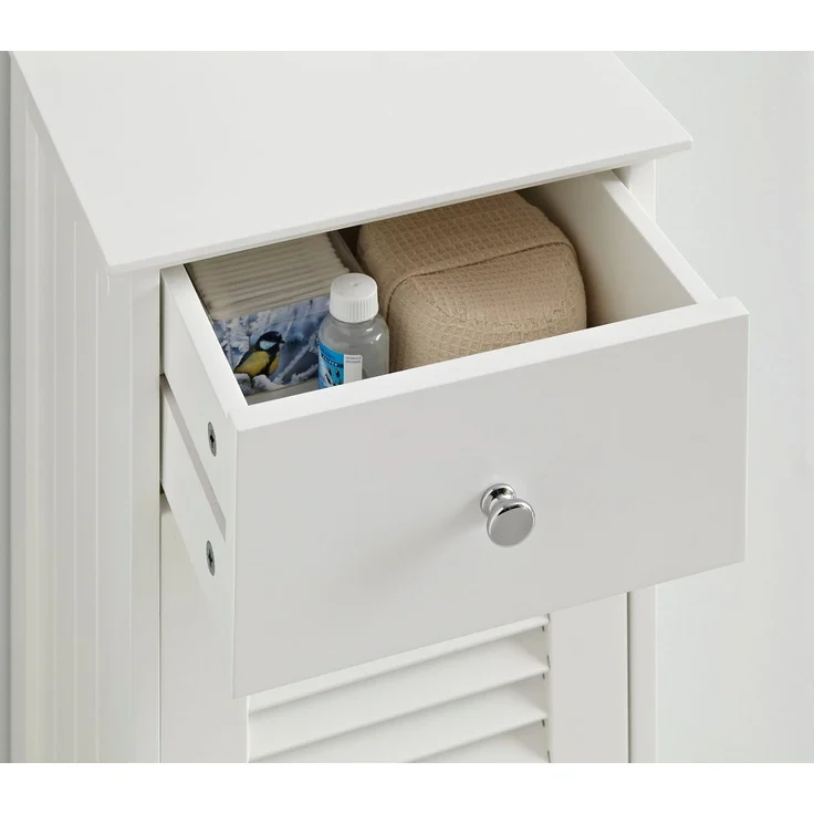 Saphir Unterschrank Quickset 928 Badschrank mit 1 Tür, 1 Schublade, 1 Einlegeboden, Weiß Badezimmer-Unterschrank 32 cm breit, Knopfgriffe, Landhaus-Stil – Bild 2