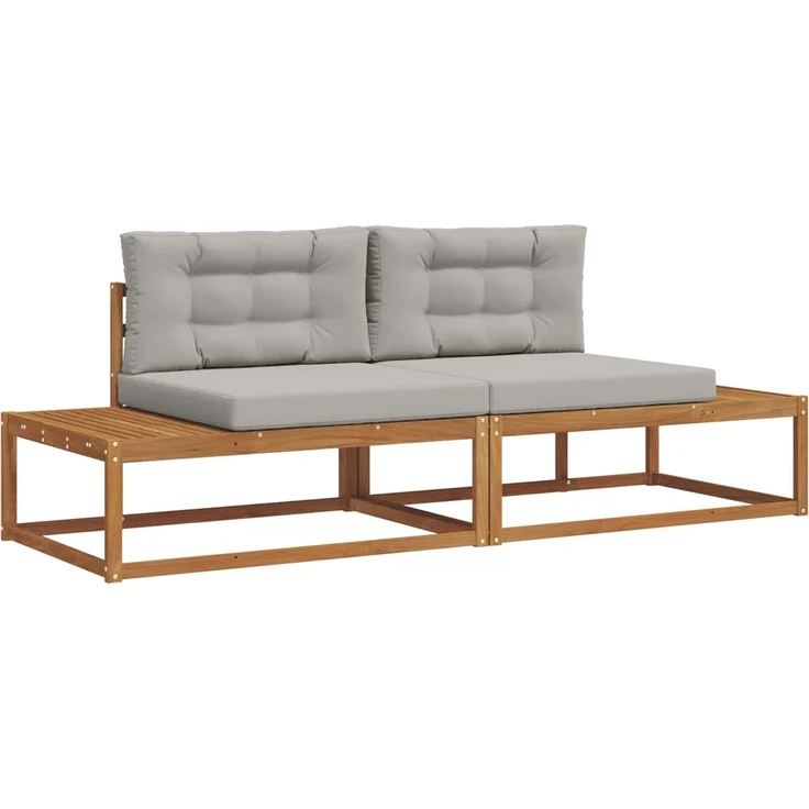 vidaXL Outdoor-Sofagarnitur Natur und Hellgrau Massivholz Akazie 3368124 – Bild 2