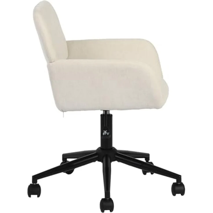 FurnitureR Schreibtisch Stuhl Chenille Stoff höhenverstellbarer Drehstuhl, ergonomischer Bürostuhl mit Armlehne für Büro Schlafzimmer Arbeitszimmer, Beige – Bild 5