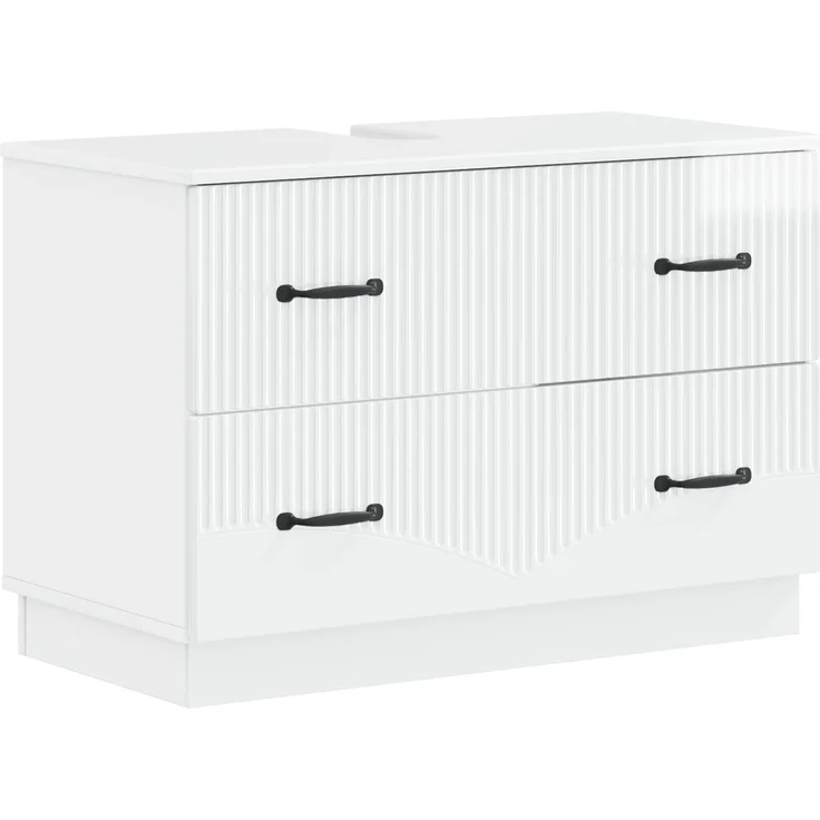 vidaXL 2-teiliges Badezimmer Schrank Set HOORN Hochglanz Weiß 3417715 – Bild 2
