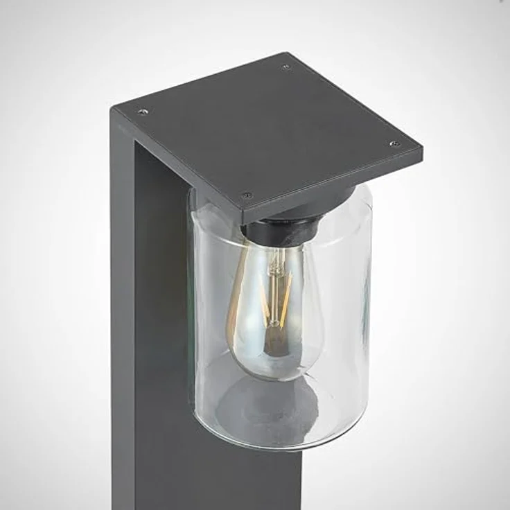 Lucande Außenleuchte Semka, spritzwassergeschützte Wegeleuchte in Schwarz aus Aluminium, 1-flammig E27, IP54 – Bild 5