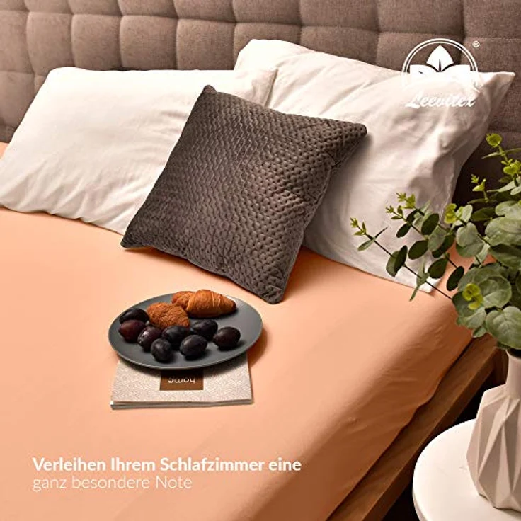 leevitex® Spannbettlaken Spannbettlaken Boxspringbett & Wasserbett Spannbettlaken 150 g/m², Gummizug: rundum, Mako-Baumwolle, ÖkoTex, 180x200 – 200x220 cm + 40 cm Steg – Bild 4