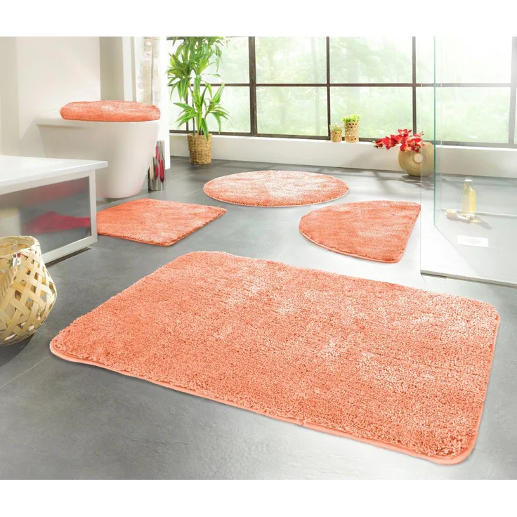 KiNZLER Badematte Chaozhou, Höhe 20 mm, rutschhemmend beschichtet, fußbodenheizungsgeeignet, Polyester, halbrund, Badteppich, Uni Farben, weich, als rechteckig, rund & Set erhältlich