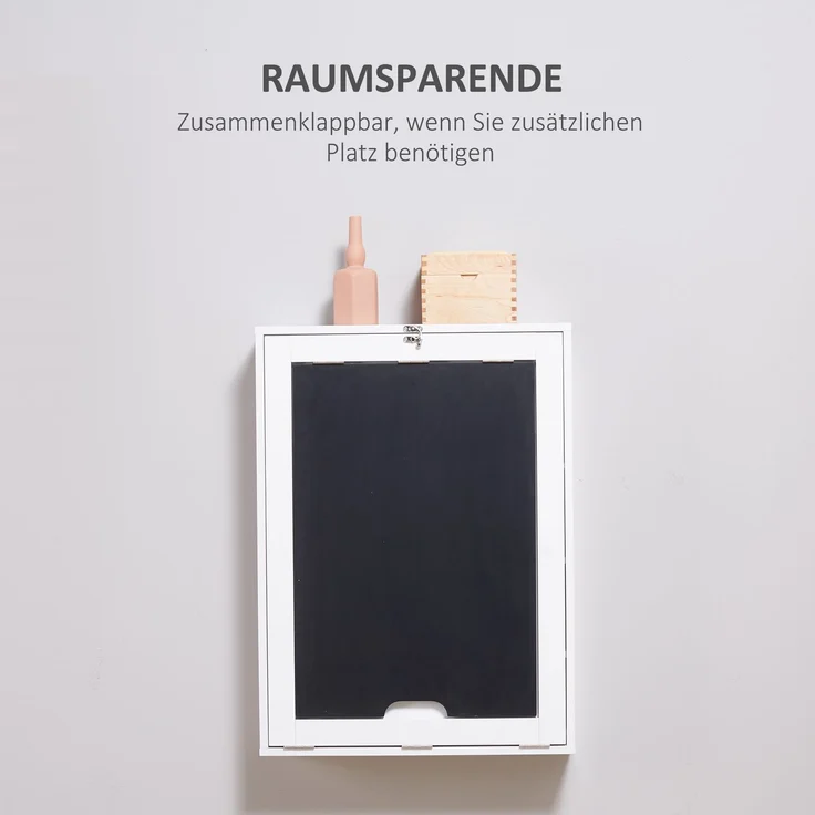 Wandtisch Klappschreibtisch mit 5 Fächern, Tafel in Weiß und Schwarz, 60x94,5x147cm, platzsparend für Home Office--Schwarz--60x94x5cm--YOUDENOVA – Bild 6