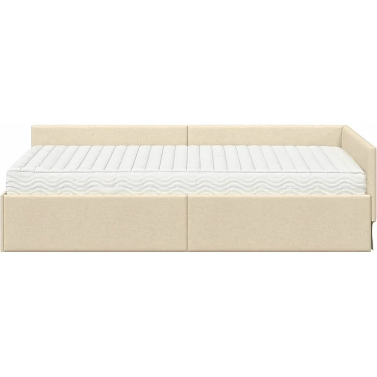 vidaXL Eckbettgestell mit Matratze 2 stk. Creme 90 x 200 cm Stoff 3393603 – Bild 5