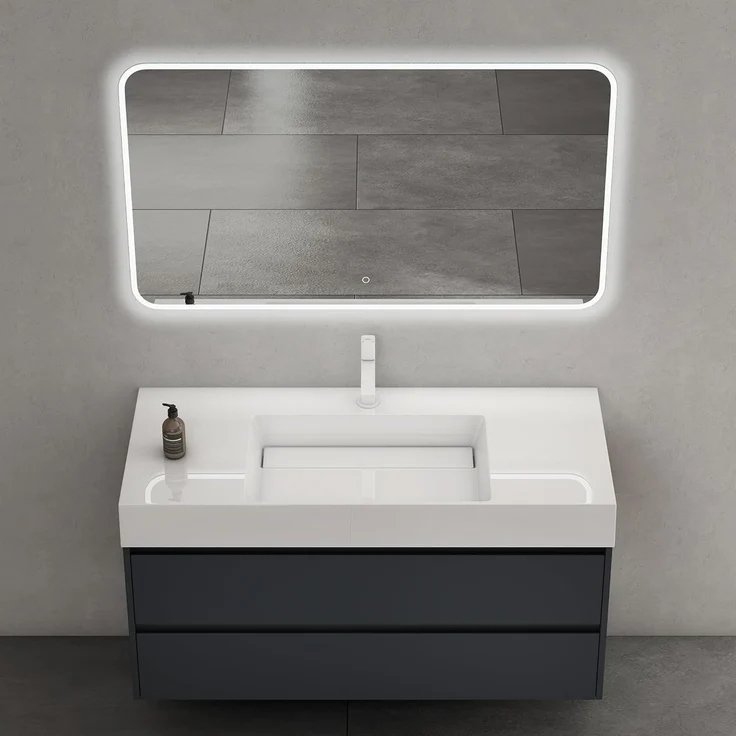 doporro Badmöbel-Set Badezimmermöbel Waschbecken Waschtisch Badezimmer-Schränk, Wasser abweisend, großer Stauraum – Bild 3