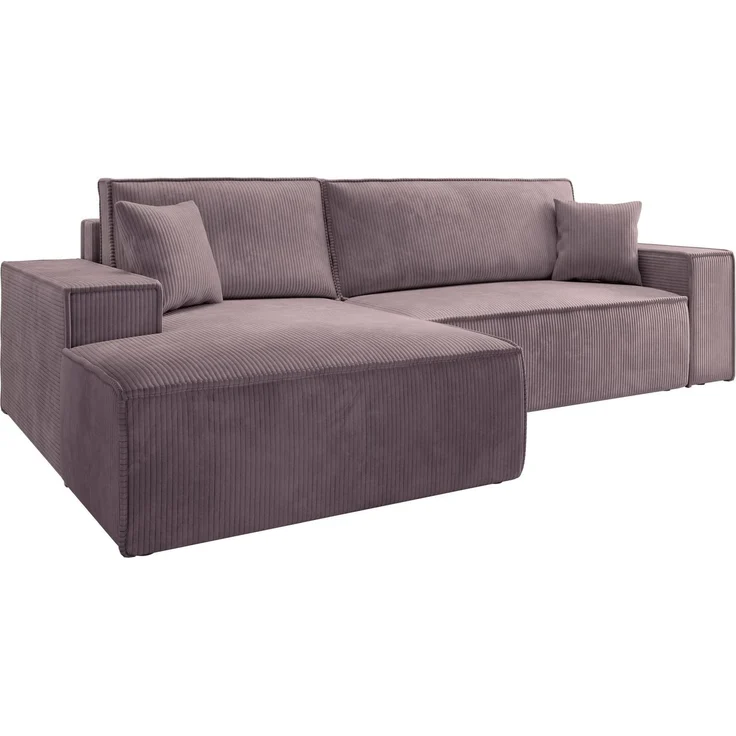 Selsey 'Farese ' Ecksofa mit Cordbezug, Schlaffunktion und Stauraum, Rosa, links – Bild 1
