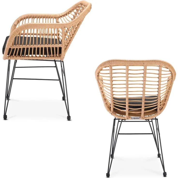 Casaria 'BALI ' Balkonset, 3-tlg, Wetterfest, Polyrattan, pulverbeschichteter Stahl, Rattan Look – Bild 10