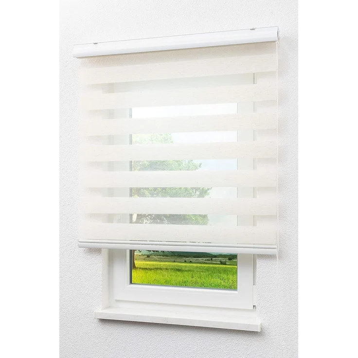 Lysel - Qualitätsdoppelrollo Leinen, (B x H) 190cm x 175cm in beige/Leinen – Bild 1