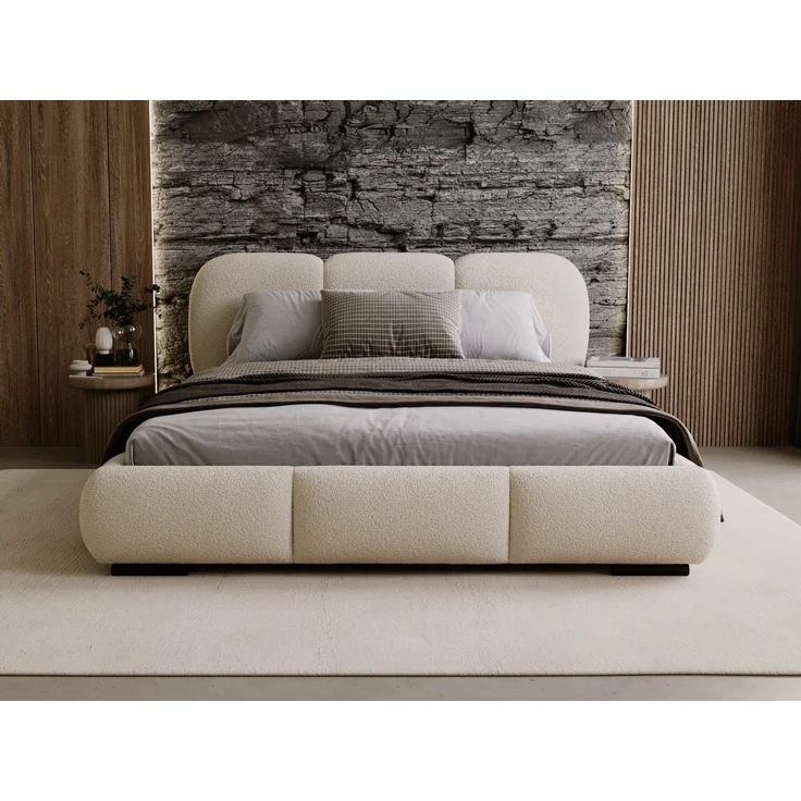Compleo Polsterbett Wolkenbett, abgerundete Formen, Bouclé-Stoff, verschiedene Farben, TOPSELLER Stauraumbett MADE IN EU – Bild 5